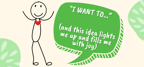 Smiling stick figure with a happy heart, excited about making changes